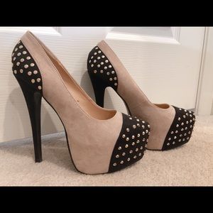 Black/Nude Studded Platform Heels